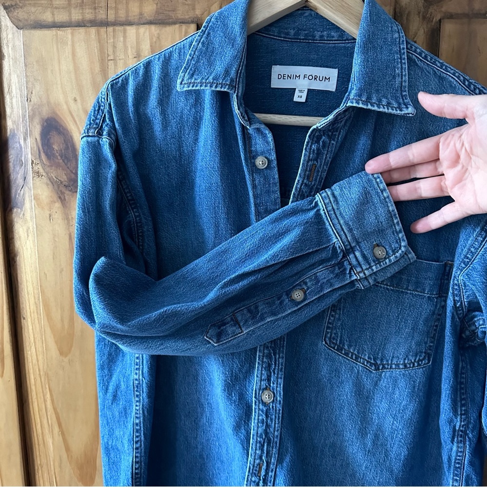 Denim Forum The 80's Comfy Denim Shirt Button Down Collar Shirt - Extra Small - Picture 4 of 16
